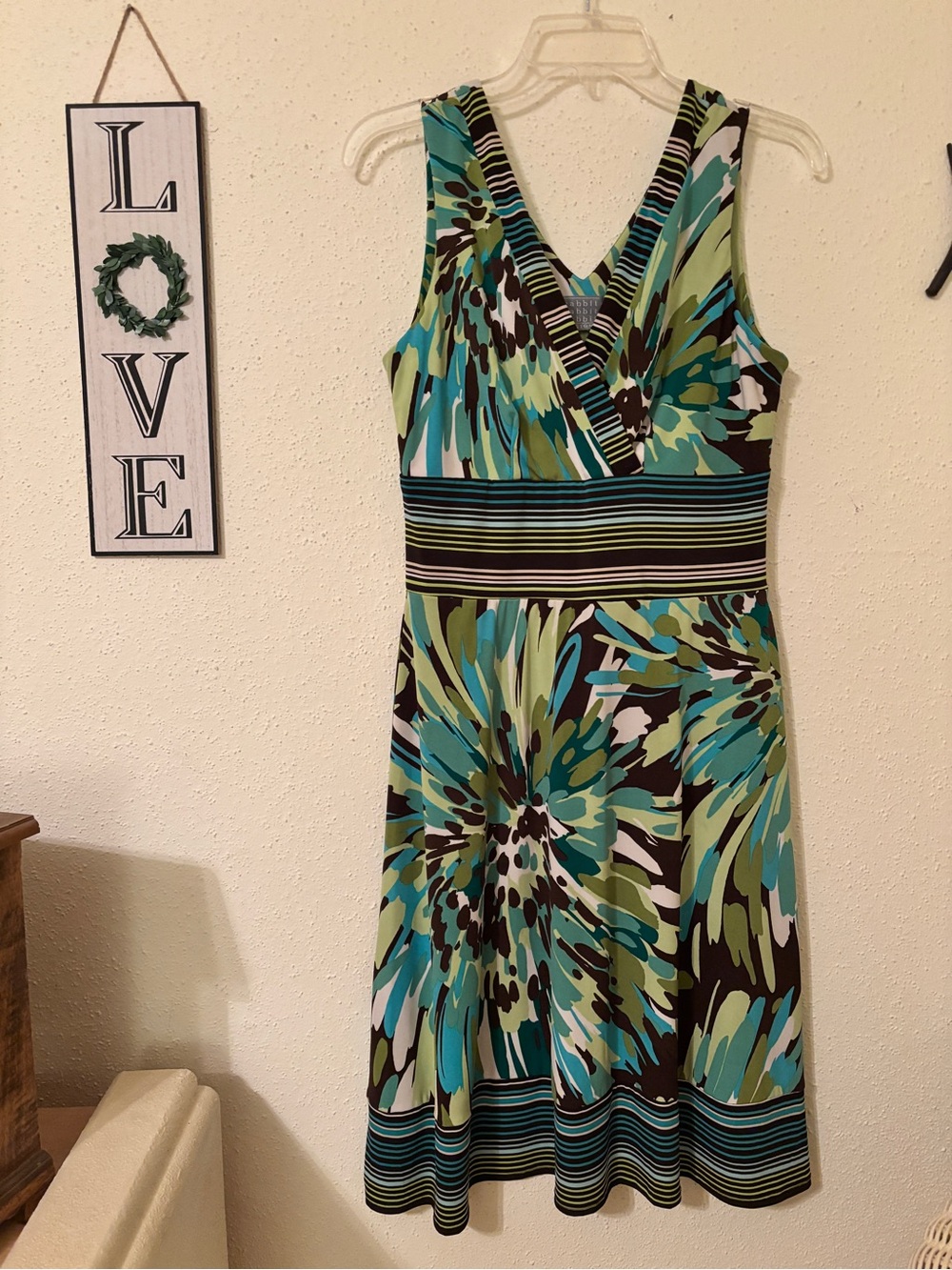 Vintage Rabbit Rabbit Rabbit Teal Aqua Olive Floral Midi Dress